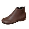 Women's Flat Soled Side Zip Ankle Boots Leather Stylish Retro Round Toe Soft Leather Ankle Lace Up Boots with Heel for Women