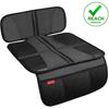 Car Seat Protector - Seat Protection Mat - Thick Padding - Durable, Waterproof Fabric, Leather Reinforced Corners & 3 Pockets for Handy Storage Black