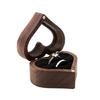 Heart-shaped Solid Wood Ring Box Velvet Soft Inner Bag Jewelry Storage Bag