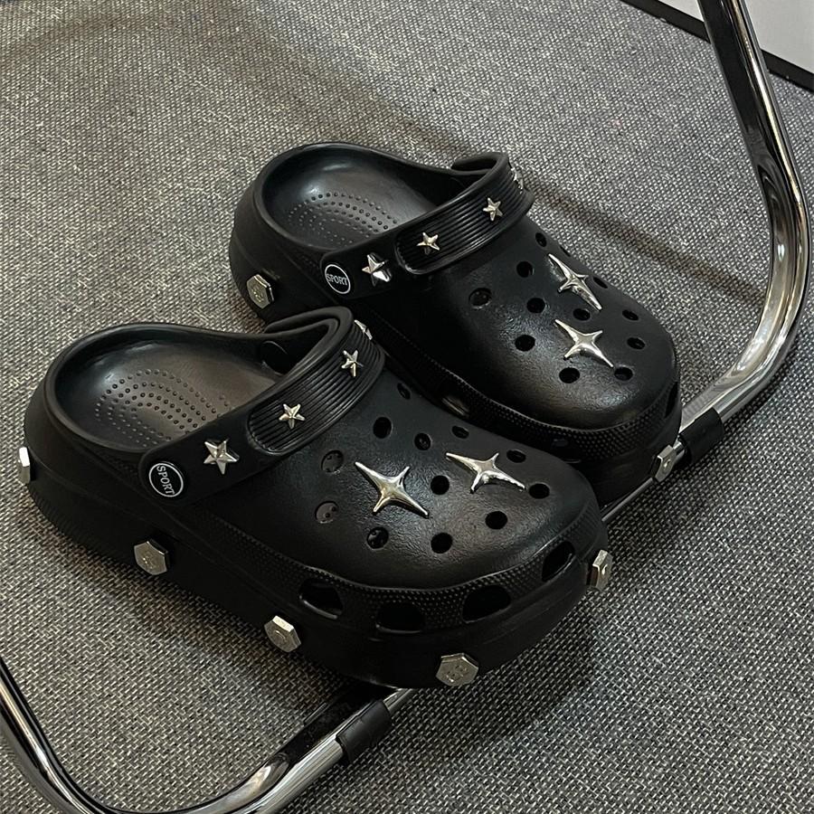 

New summer platform hole shoes slippers women s outer wear summer out sandals women s bag head drag 36/37 (suitable for 35/36)
