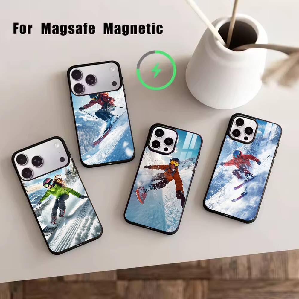 Snow Snowboard Ski -SS Phone Case For iPhone17,16,15,14,13,12,11 Plus,Pro Magnetic with Magsafe Wireless Charging