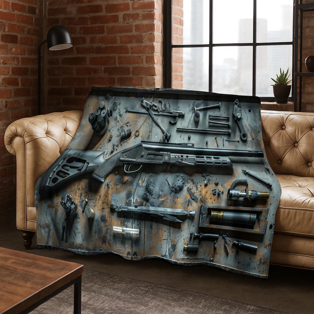 Wood Metal Gun Case Box Military Equipment Flannel Blanket,Cozy Soft Throw Blanket for Home Bedroom Bed Sofa Picnic Cover Gift