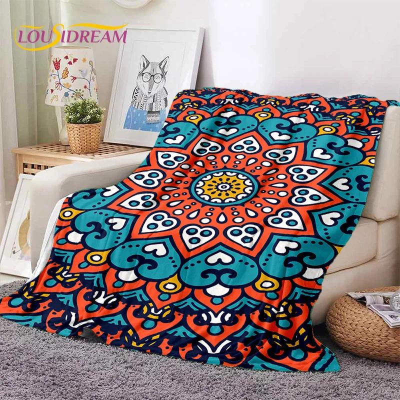 Turkey Persian Bohemian Mandala Flower Soft Flannel Blanket for Bed Bedroom Sofa Picnic,Throw Blanket for Outdoors Leisure Gift