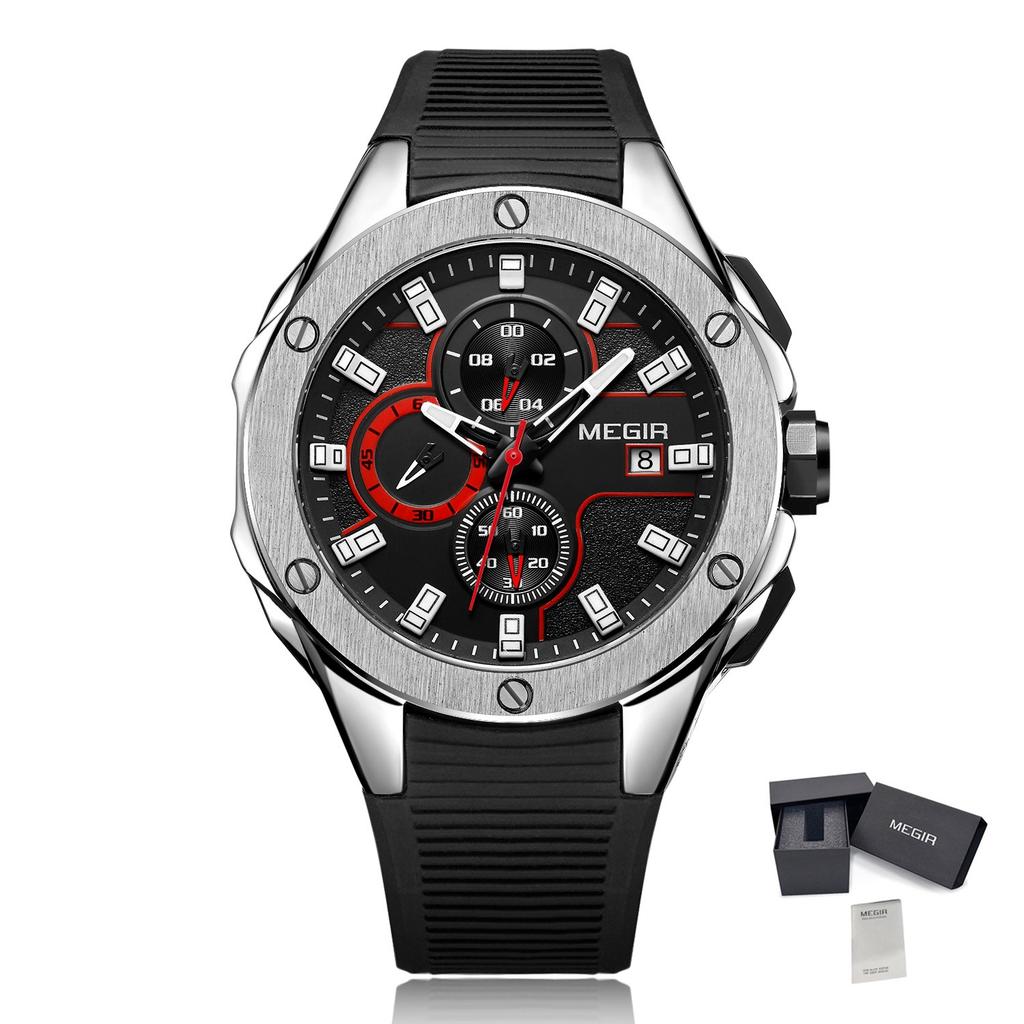MEGIR Men Sport Military Watches Luxury Luminous Chronograph Quartz Clock Calendar Waterproof Wristwatch Relogio Masculino 2053