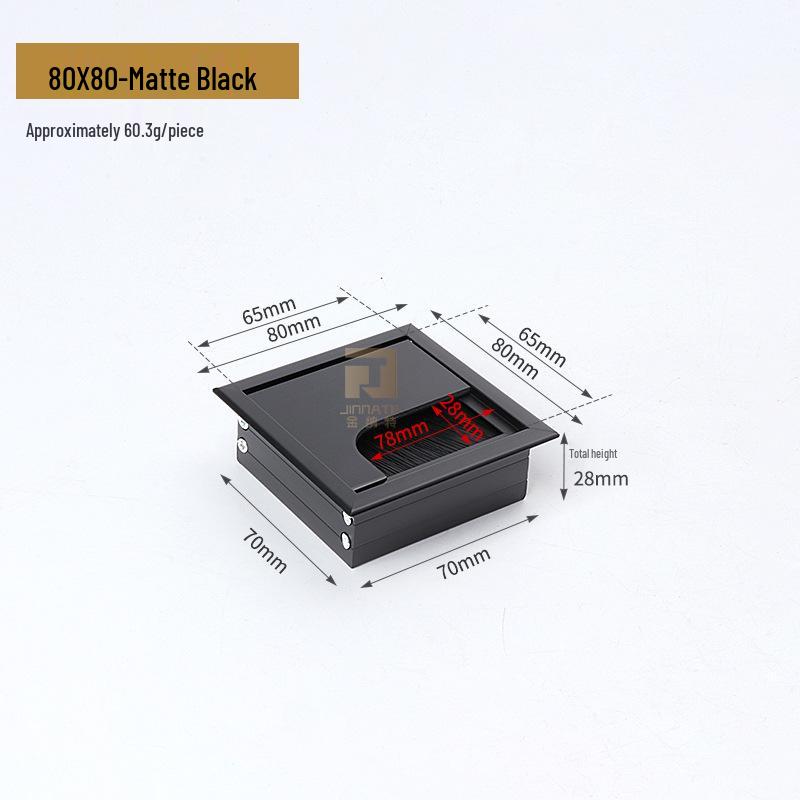 Aluminum Alloy Desk Cable Management Box with Brush Grommet