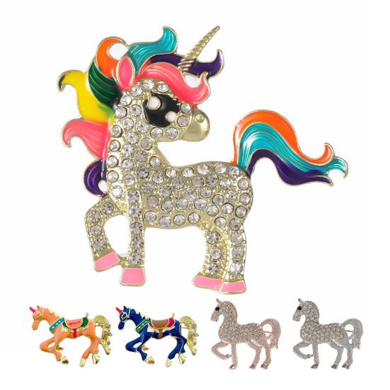 Broșă Pietre Strălucitoare Colorate Încrustate Design Cal Broșă Ac Insignă Rever Guler Costum Accesoriu Elegant