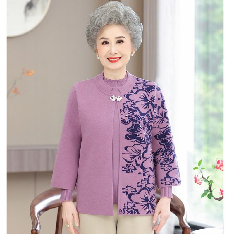 

Новый свитер, топ-двойка, свободное пальто, женская одежда, бабушкин осенне-зимний вязаный свитер 4XL фиолетовый