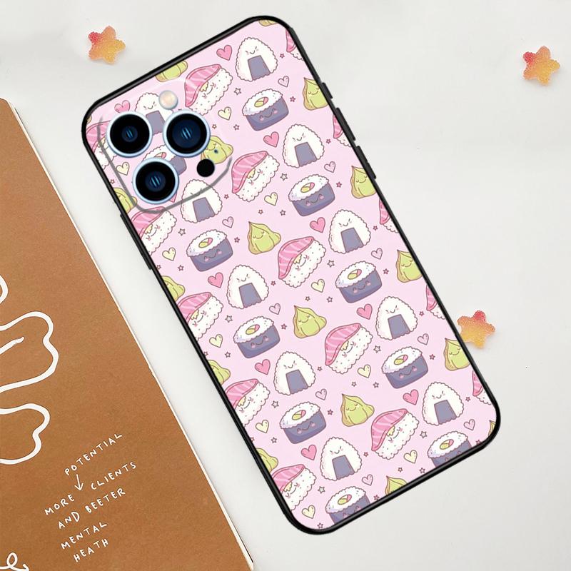 Kawaii Sushi Crowd Phone Case For iPhone 17 Pro Max 14 13 12 11 15 16 Pro Max Mini 16 Plus 16e 17 Air Funda