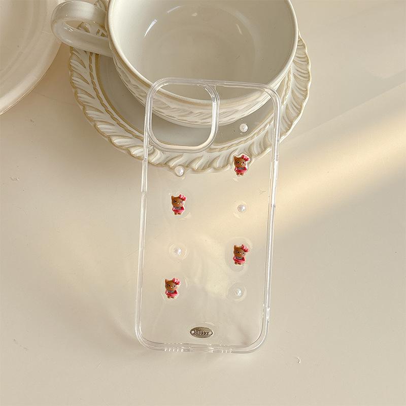 

Japanese Ins Style Dropping Glue Cartoon KT for Apple 16Promax Phone Case for IPhone15 Transparent Women s 14 For iPhone 17Promax