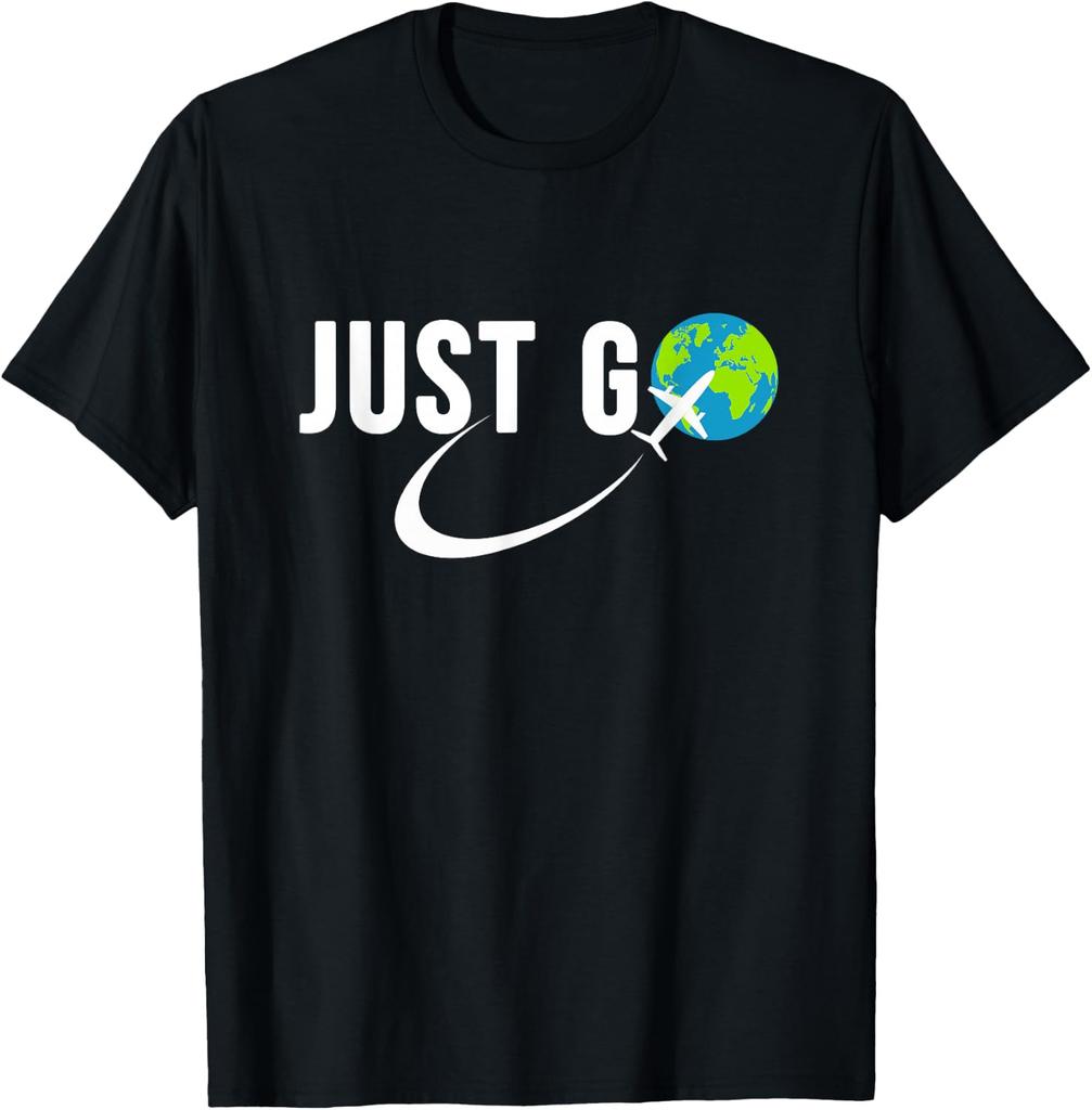 Just Go Travel Addict Globe Airplane World Solo Traveler T-Shirt