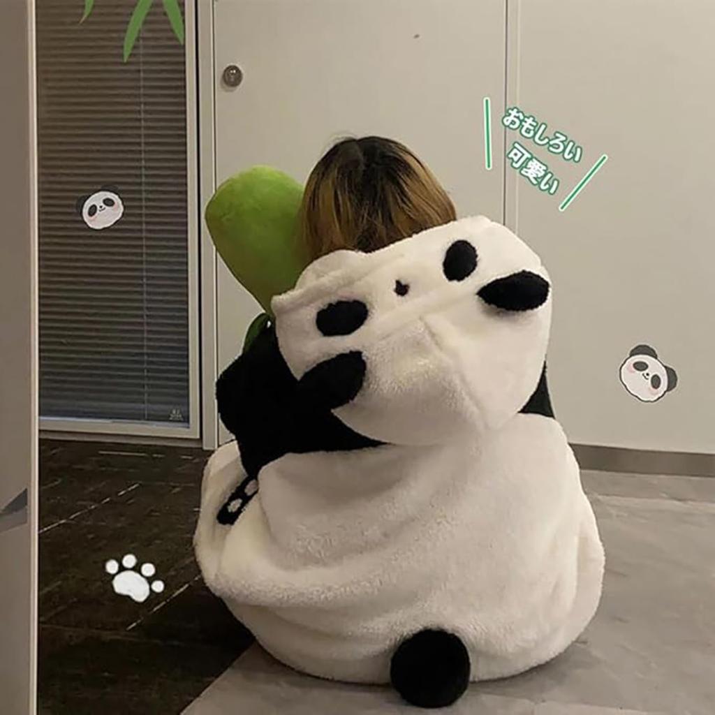 Kigurumi de Panda Esponjoso Lindo Ropa de Salón de Invierno Animal Cálido con Capucha Manga Larga y Forro Polar Grueso Abierto Regalo Divertido [MTKCNTL] Pijama de Mujer, Conjunto, Diseño,