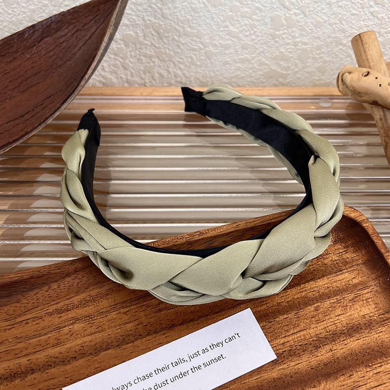 Vintage Weiches Satin Mahua Stirnband Einfarbig Schwamm Breit Haarband für Frau Mädchen Elegant Haarreif Mode Haaraccessoires