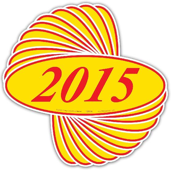 EZ-Line Oval Model Windshield Year Stickers for Car Windows Red and Yellow Large Vinyl Dealership Supplies 1 Dozen Pro Pack (2018)