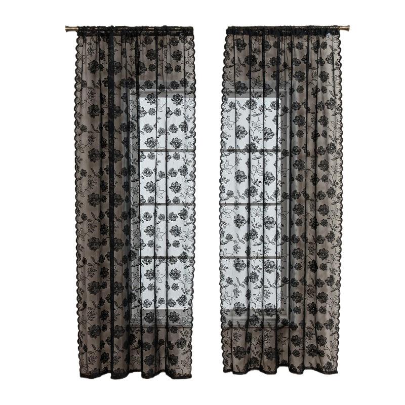 French Korean Wave Lace Gauze Curtain Living Room Bedroom Balcony Curtain Embroidery Partition Finished Curtain