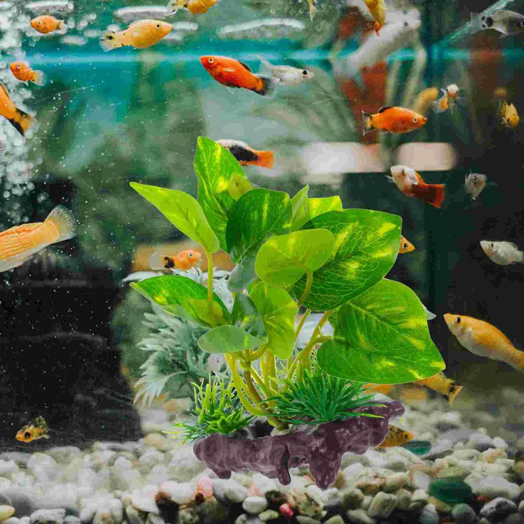 Fish Tank Decoration Plant Aquarium Decorations Accessories Ornaments Water Betta Aquarium Plant Artificial Fish Hides Driftwood