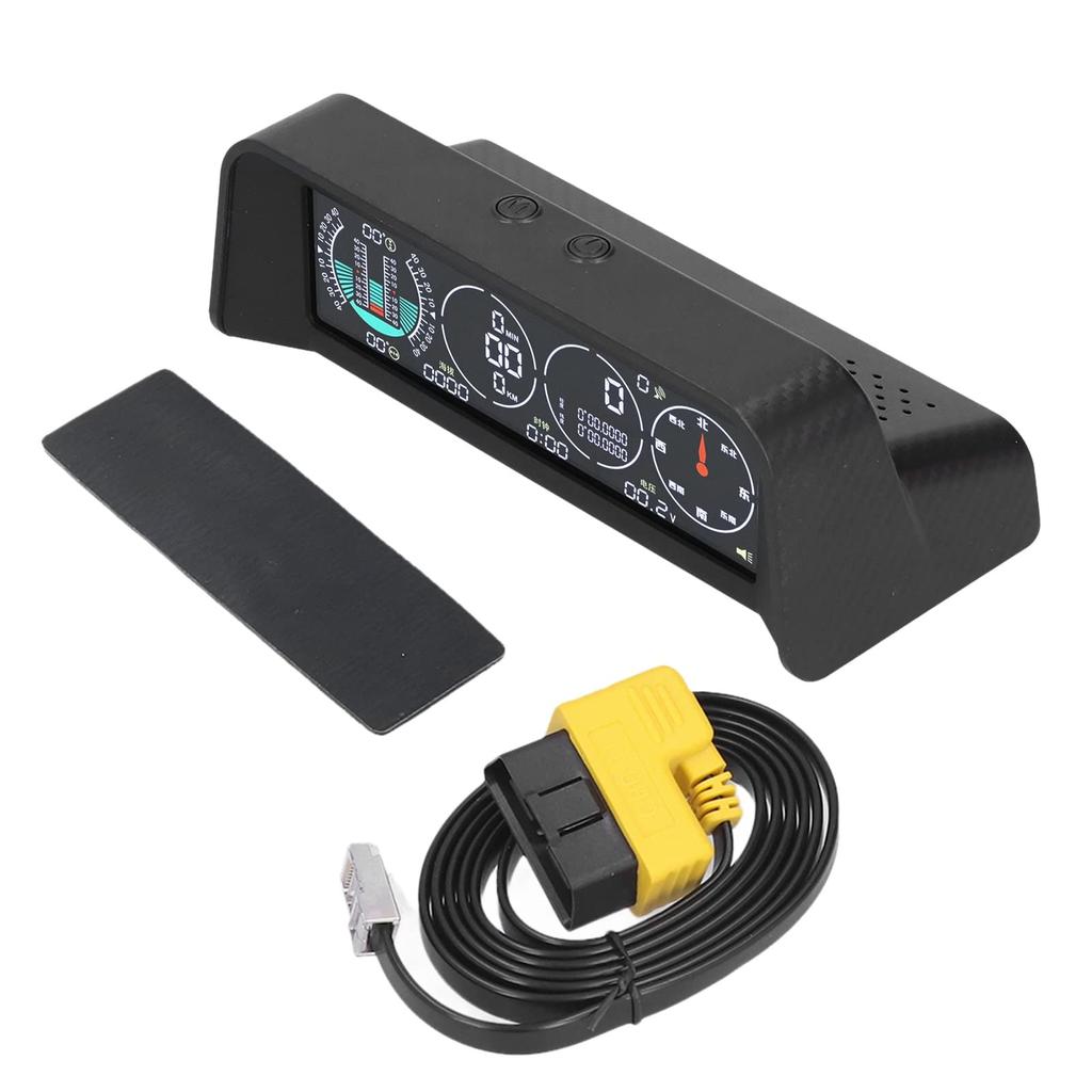 HUD Display, Universal Light-Sensing LCD Screen for Cars with Slope Meter and Overspeed Alarm