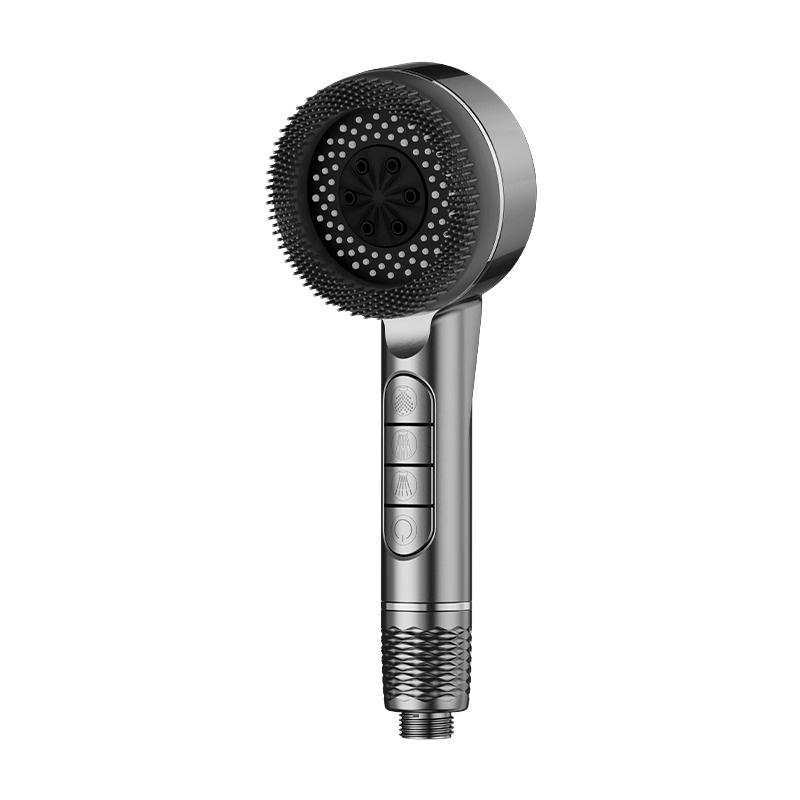High-Pressure 4-Function Black Handheld Shower Head ABS Finish Rainfall Massage Modern Style Bathroom Wall Hanging Single Easy