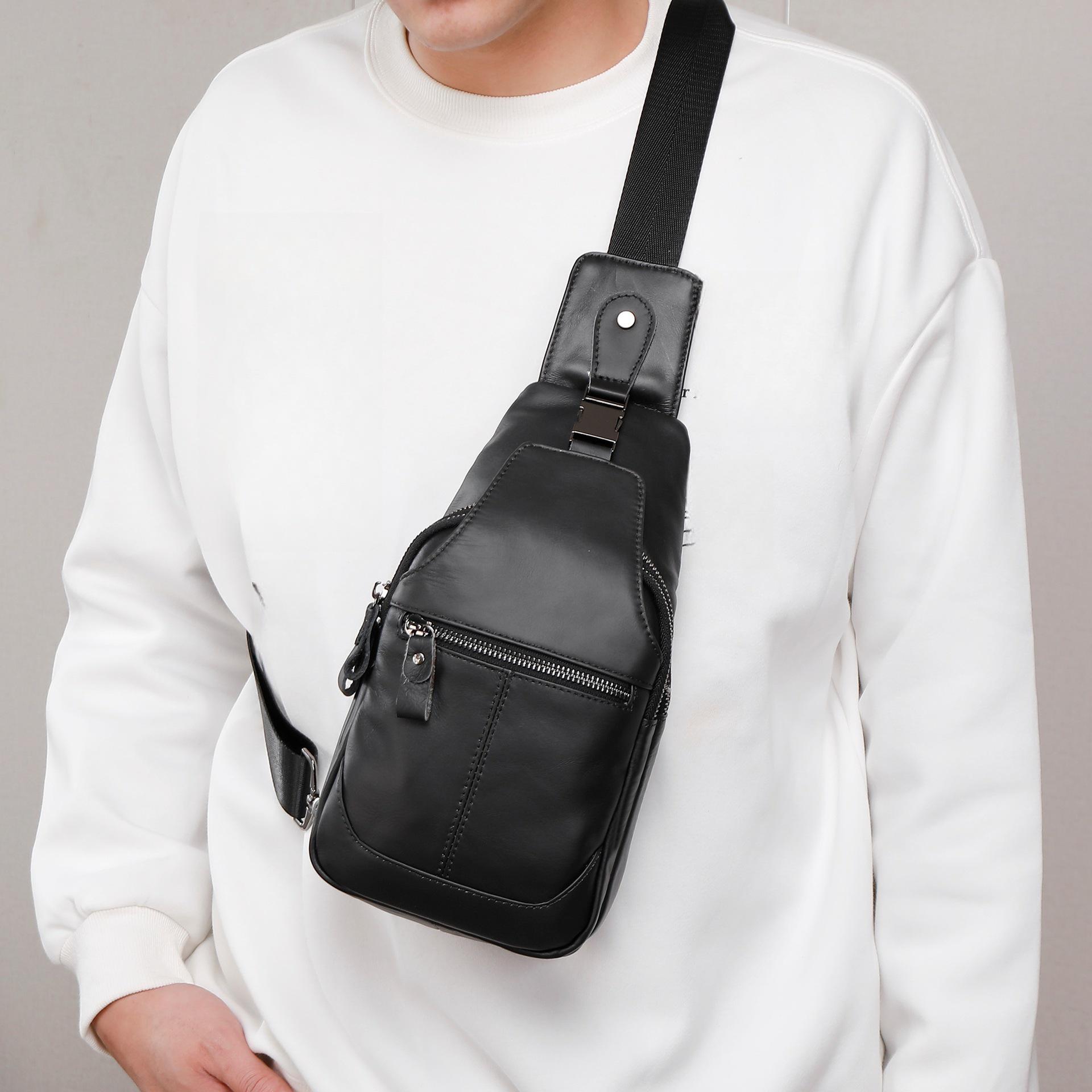 

Мужская высококачественная нагрудная сумка из натуральной кожи - повседневная модная сумка-мессенджер из коровьей кожи