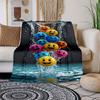 Colorful Smiley Face Water Balloons - Fun Party SuppliesBlanket Flannel Throw Blanket for Sofa, Bed, Travel, Camping, Office, Couch, Chair,