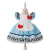 Alice In Wonderland Blue Maid Heart Princess Dress Halloween Costume for Girls
