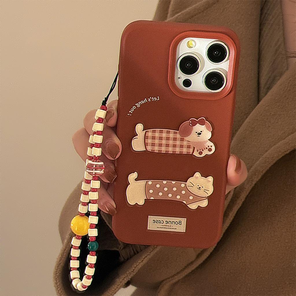 Ins Style Red Three-dimensional Retro Cartoon Phone Case Suitable for 11/12/13/14/15/16