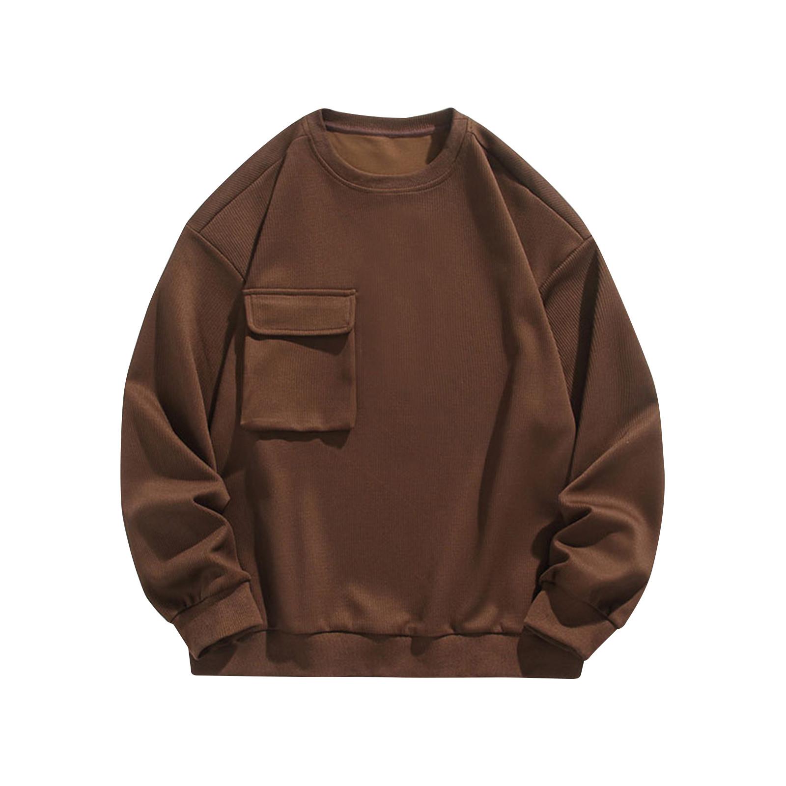 

Мужской флисовый круглый воротничок с флисовой толстовкой однотонного цвета и флисовой флисовой курткой M кофейный