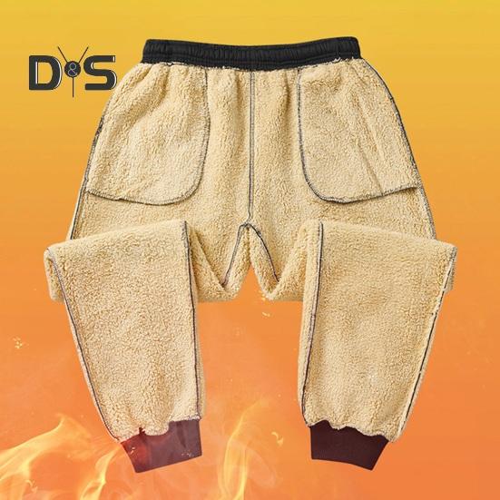 Pantaloni invernali da uomo in pile spesso con coulisse, elastico in vita, tasche con ritenzione del calore, tinta unita, caldi, sportivi, da viaggio e da lavoro