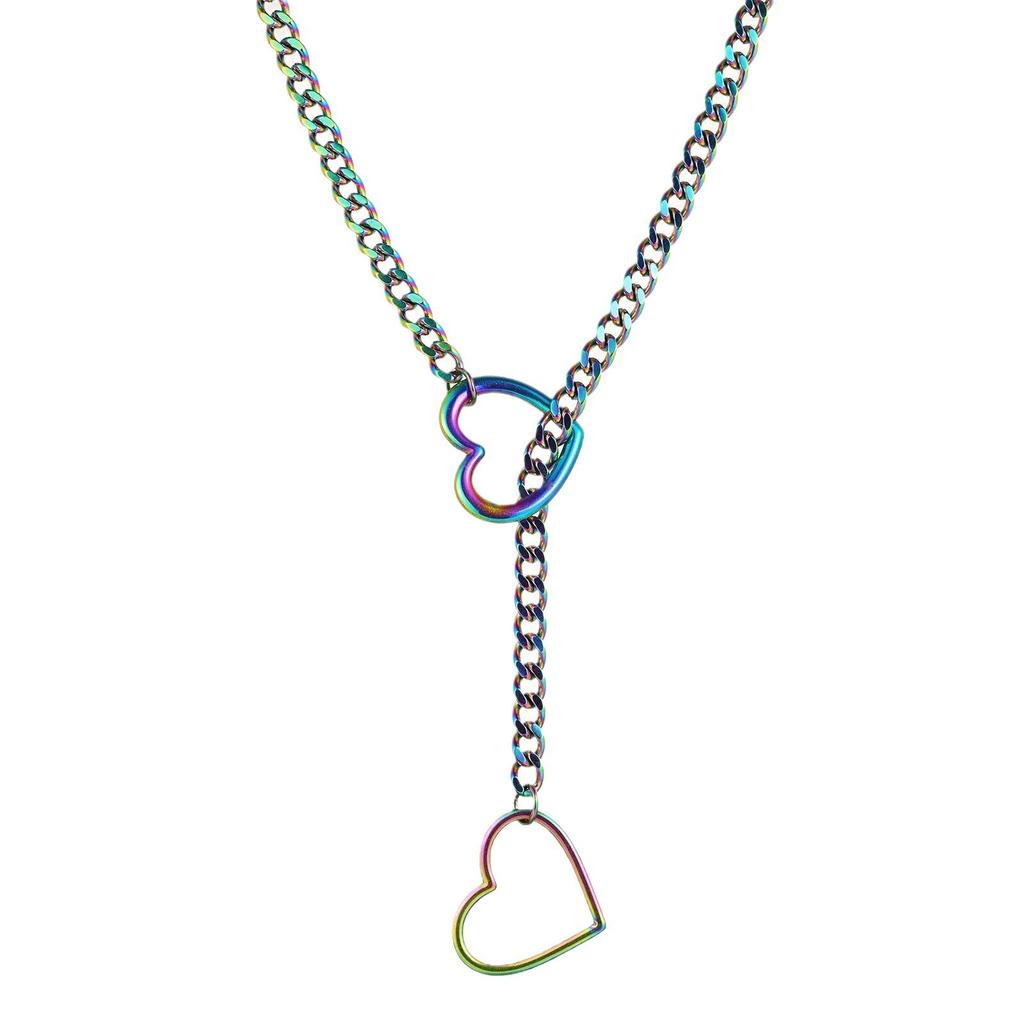 European & American Gothic Cuban Chain Love Pendant Adjustable Necklace
