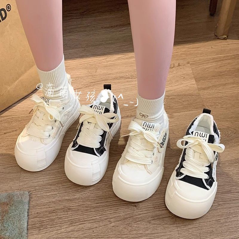 Black little white canvas board shoes women's spring and autumn ins new niche versatile casual sports shoes
