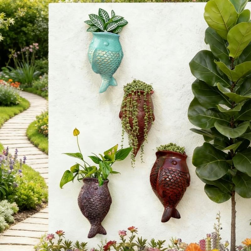 Creative Fish Shape Planter Wall Mounted Easy Cleaning Miniature Model Plant Desktop For Busy Individuals Decoration