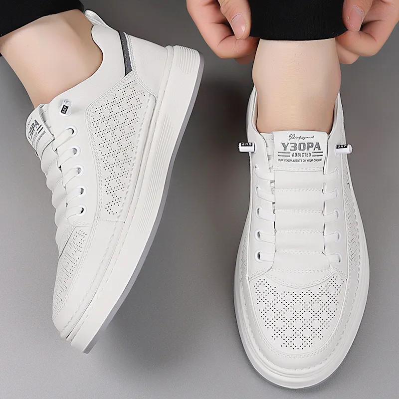

Straight shoes men s shoes spring and summer real soft leather casual board shoes men s fashion soft surface breathable versatile white shoes 44