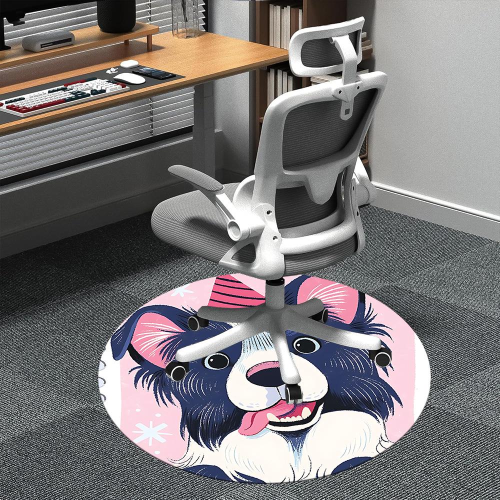 1PC Dogs Pet Office Round Area Rug, Mat Suitable ForOffice, Under Office Chairs Bedroom Living Room Home Decor, Room Deco