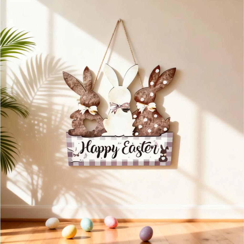 Easter Cartoon Wooden Logohanging, Spring Wooden Decoration Pendant, Easter Decoration