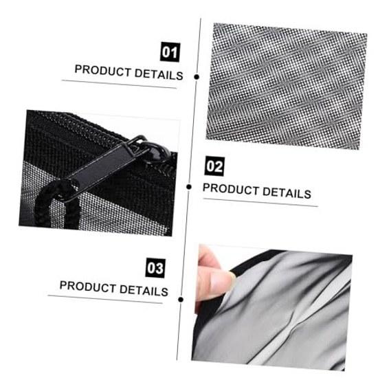 No-brand nylon black mesh cosmetic pouch set 10 zipper transparent design convenient storage organizer travel toiletry bag.