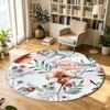 Floral Flowers (887) Theme Circular Crystal Velvet Carpet Customized Name & Text Round Soft Floor Rug For Living Room Bedroom Decor