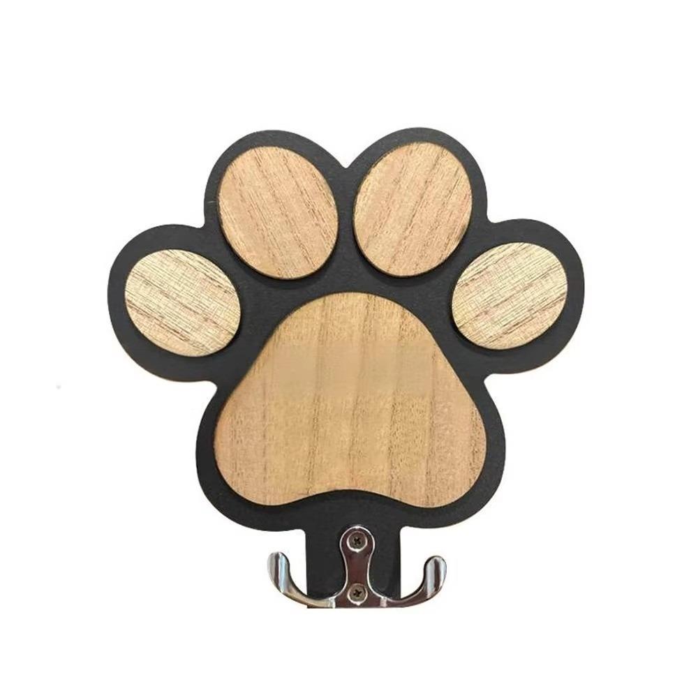 

Multi-Functional Paw Print Leash Hanger Paw Design Collar & Coat Hanging Wooden Wall Hook Wall Mount Pet Accessories Storage чорний