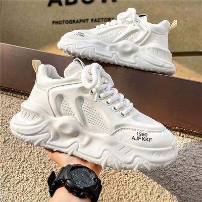 Buty męskie lato nowe casualowe małe białe buty męskie na platformie modne buty lekkie wszechstronne sportowe do biegania buty taty