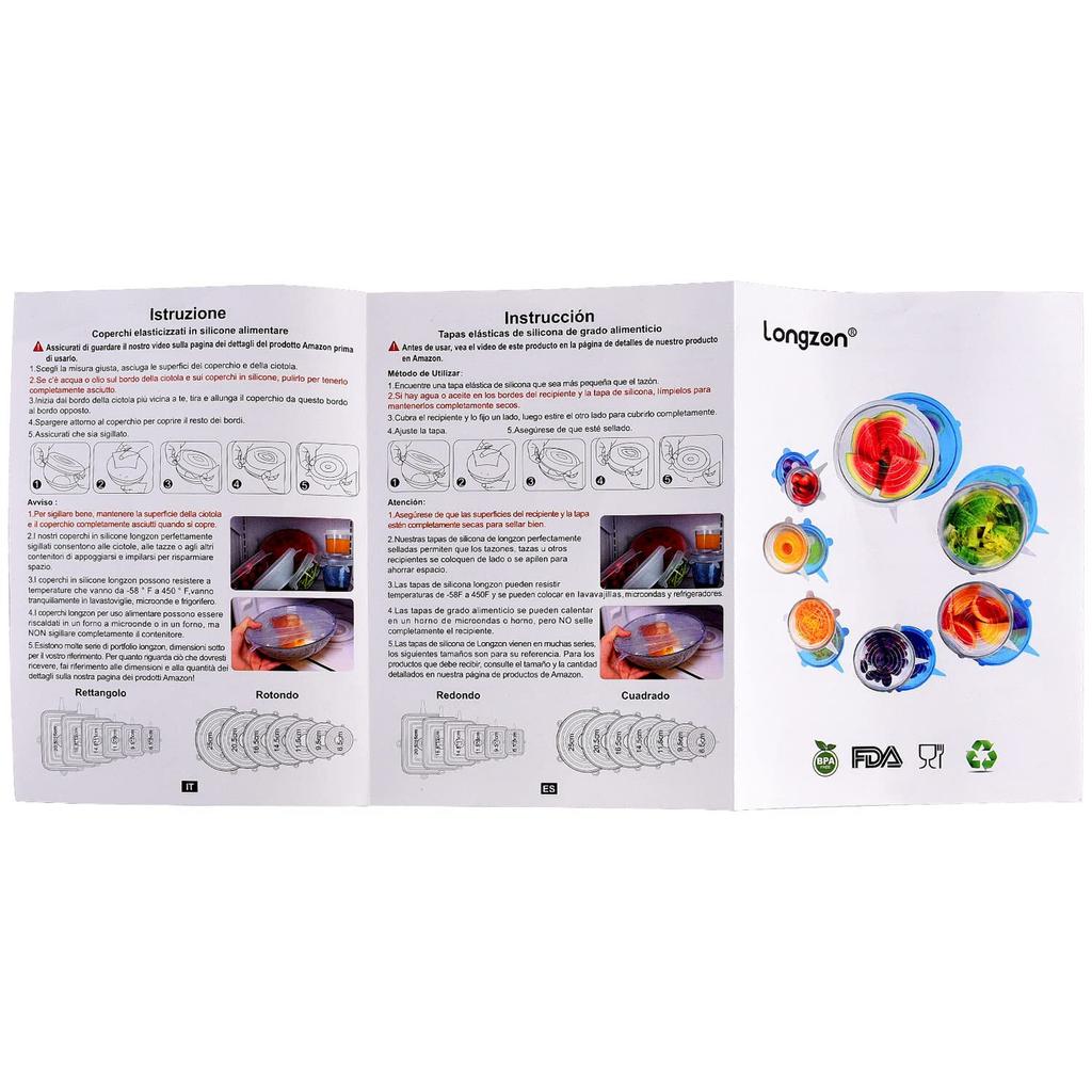 RSINC Mikrowellengeeignete Silikon-Stretchdeckel, Wiederverwendbare Flexible Abdeckungen für Schüsseln B07RYB4M55