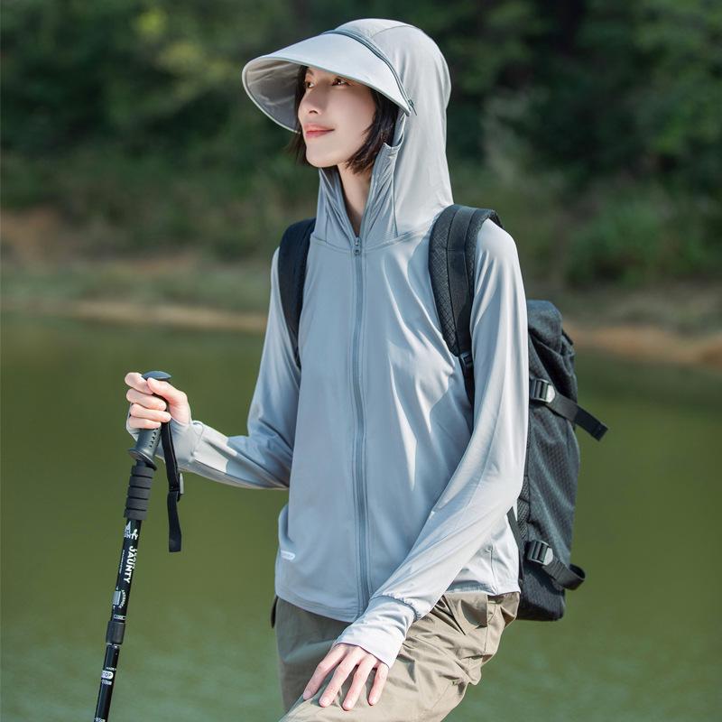 Women's Summer UV Protection Ice Silk Jacket - Lightweight, Breathable, and Original Yarn with Large Brim for Sun Safety