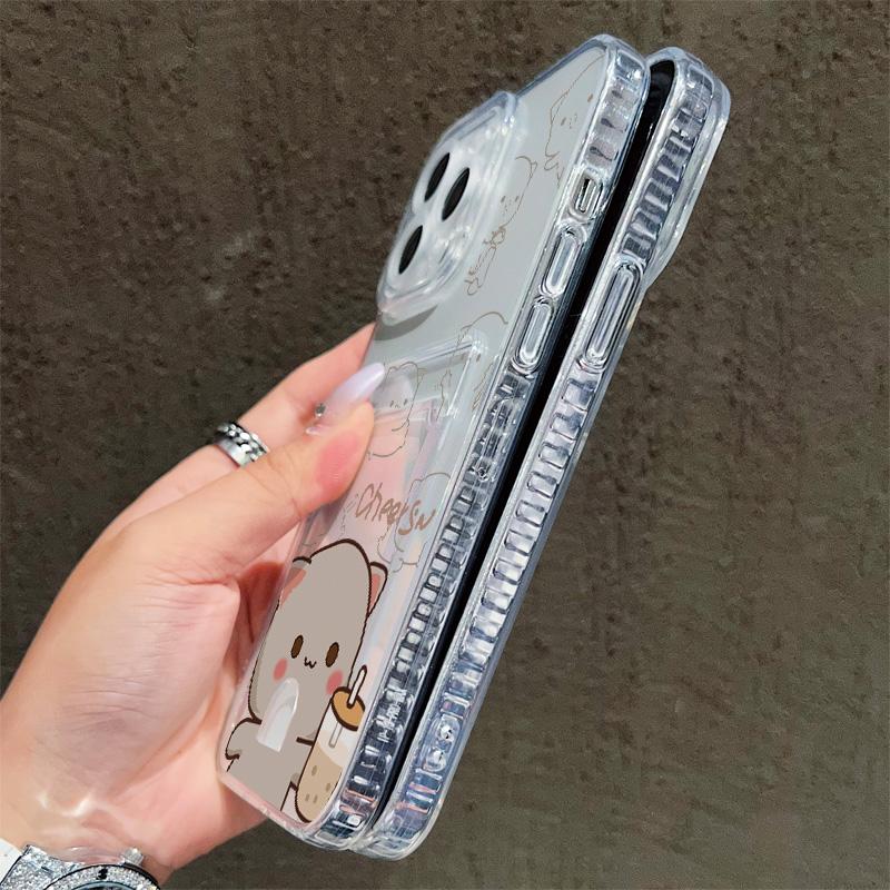 Card Slot Holder Silicone Wallet Pocket Case For Xiaomi Redmi Note 14 13 Samsung A54 A24 A34 Oppo A38 A58 A78 IPhone 14 15 16 Cover Clear Phone Bumper