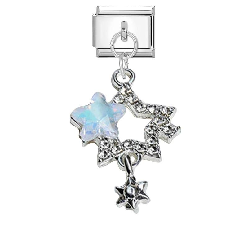 New Shiny Bow Knot Butterfly Moon Star Zircon Pendant Italian Charm Link Fit 9MM Bracelet Stainless Steel Women Men DIY Making