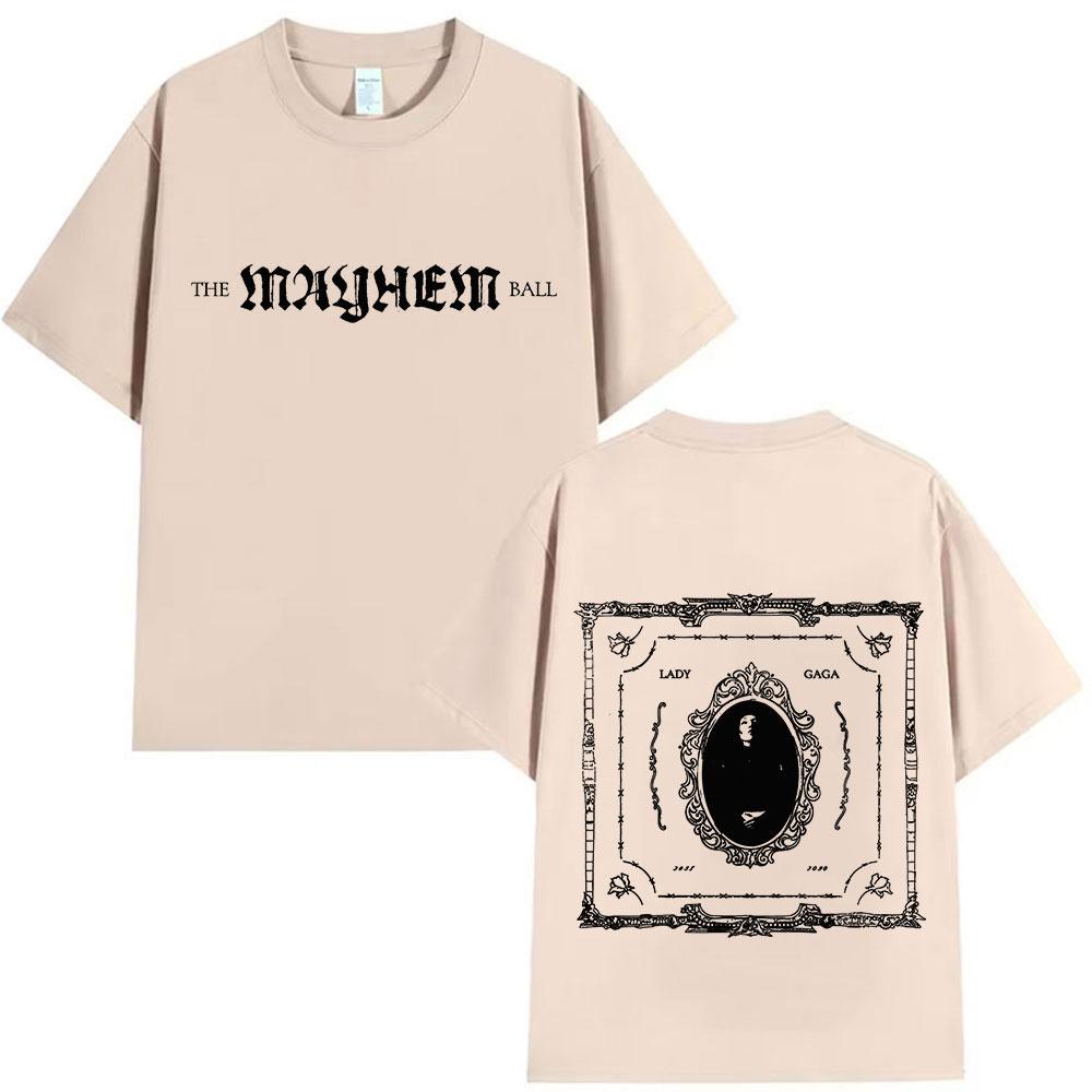 Lady Gaga The Mayhem Ball Tour 20252026 Album Tshirt Unisex Women Hip Hop Pop Music Tshirt Fashion Harajuku Y2K Short Sleeve Top