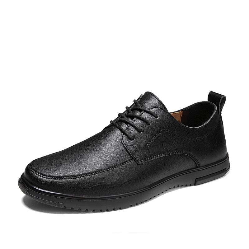 Men s Spring Low-Top Leather Loafers - Business Casual British Style 38 чёрный