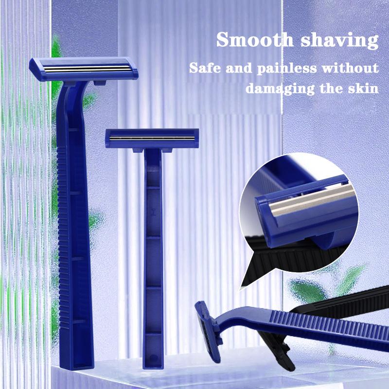 

Бритвы с двумя лезвиями в индивидуальной упаковке с прозрачным защитным колпачком, предназначены для одноразового использования, подходят для всех полов Pack of 10 синий