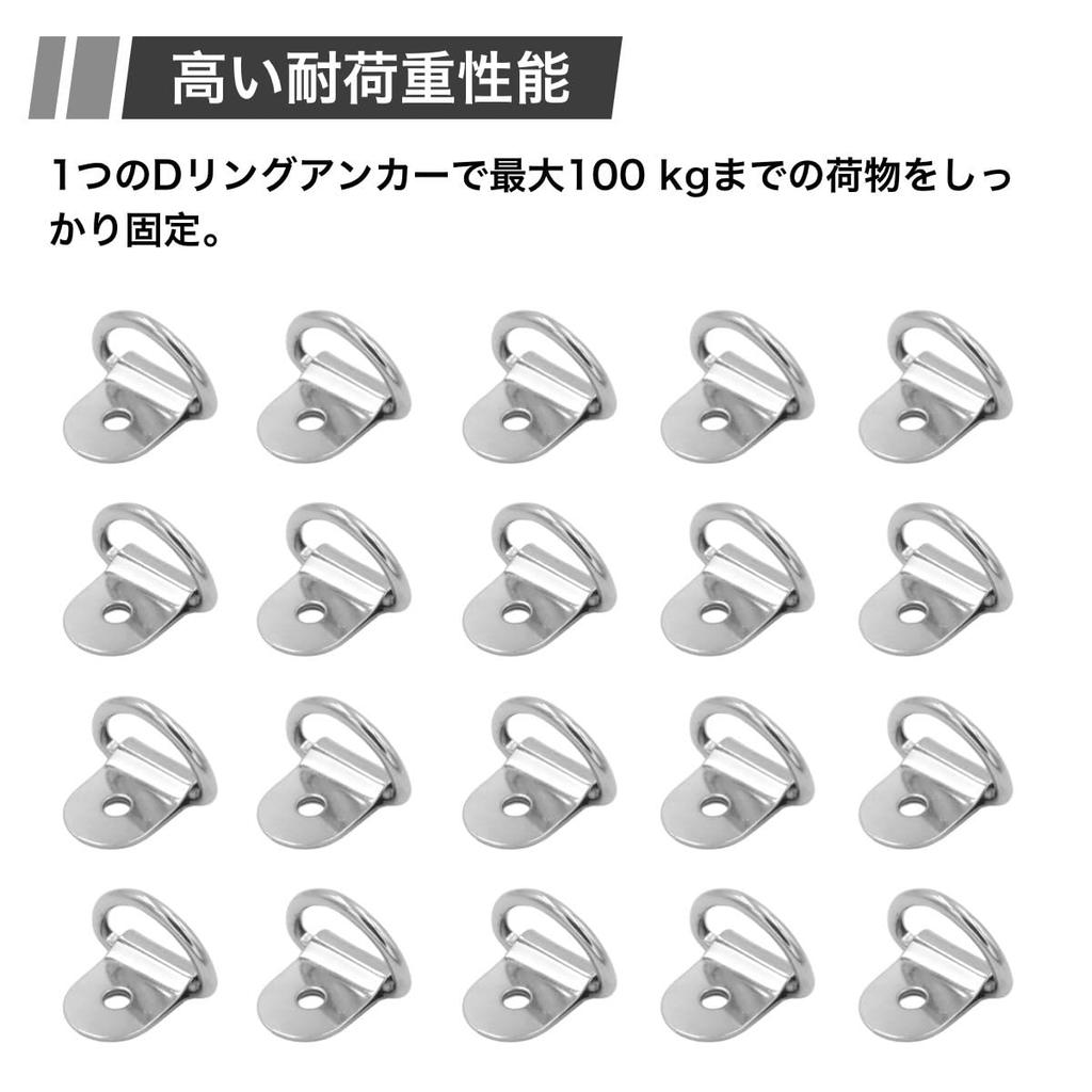 Winova 20pcs Tie Down Rings Bike Hooks Solid Durable Trailer Anchors Stainless Steel Silver Finish (4.5 Holes, 20 Pieces)