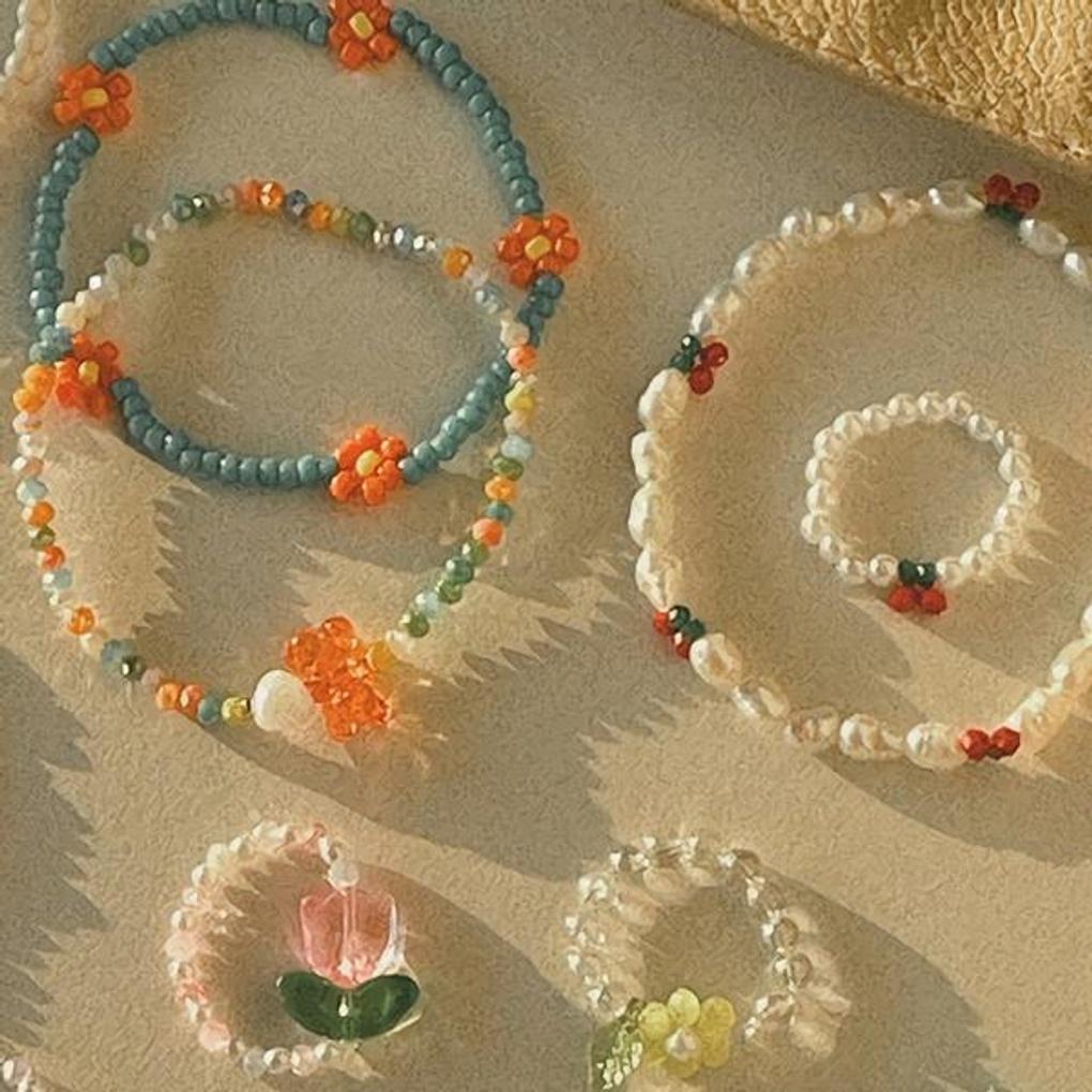 

Women s Colorful Freshwater Pearl Bead Bracelet (3tpye) Type 1 (flower)