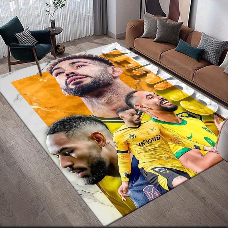 Matheus Cunha Flannel Printed Carpet, Home Sofa Decoration for Living Room & Bedroom, Non‑Slip Play Flannel Floor Mat for Game Room