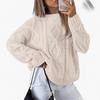 2026 Women's Plus Size Casual Loose Knit Sweater: Solid Color, Round Neck, Autumn/Winter