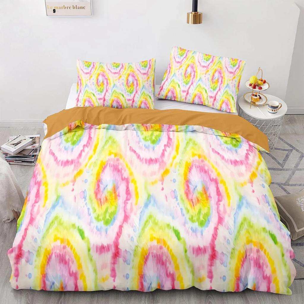 Tie Dye Duvet Cover Set Boho Psychedelic Bedding Set for Boys Girls Teens Bohemian Gypsy Full Comforter Cover Exotic Spiral