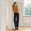 Xiangying Women's Vintage Embroidered Straight-Leg Denim Jeans